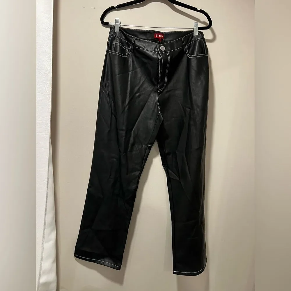 STAUD Eli High-Rise Faux Leather Pants